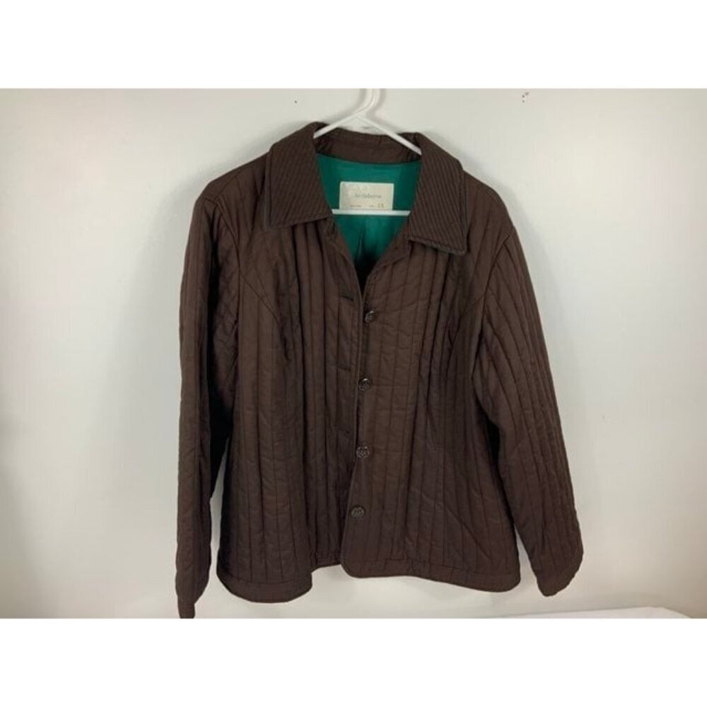 Womens Liz Claiborne Quilted Insulated Jacket Brown 1X Mid Weight